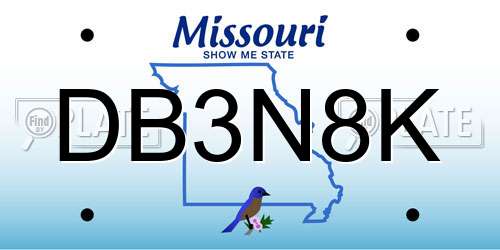 DB3N8K Missouri License Plate