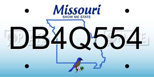 DB4Q554 Missouri License Plate
