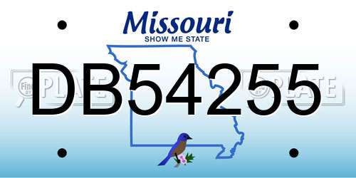 DB54255 Missouri License Plate