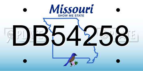 DB54258 Missouri License Plate