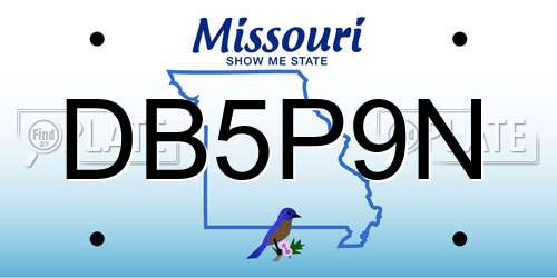 DB5P9N Missouri License Plate