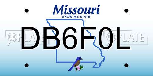 DB6F0L Missouri License Plate