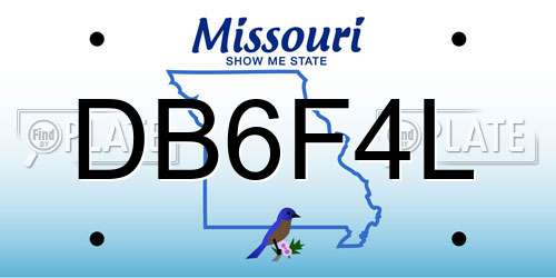 DB6F4L Missouri License Plate