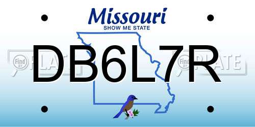 DB6L7R Missouri License Plate