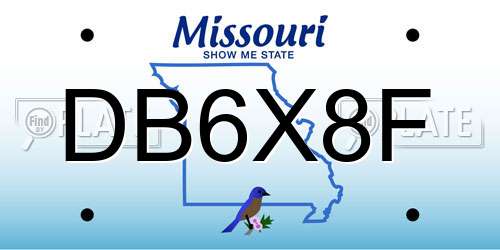 DB6X8F Missouri License Plate