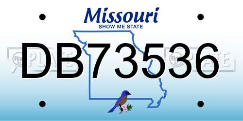 DB73536 Missouri License Plate