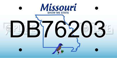 DB76203 Missouri License Plate