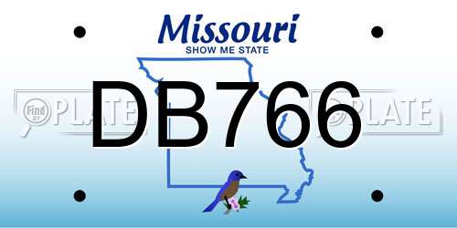 DB766 Missouri License Plate