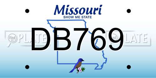 DB769 Missouri License Plate