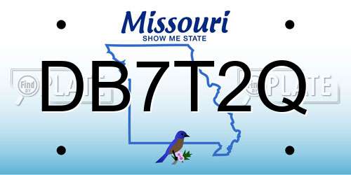 DB7T2Q Missouri License Plate