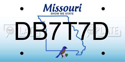 DB7T7D Missouri License Plate