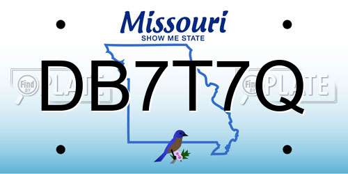 DB7T7Q Missouri License Plate