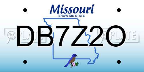 DB7Z2O Missouri License Plate
