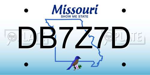DB7Z7D Missouri License Plate
