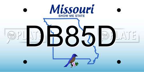 DB85D Missouri License Plate