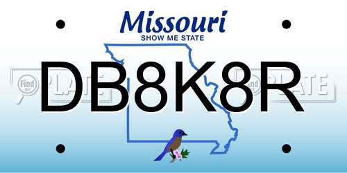 DB8K8R Missouri License Plate