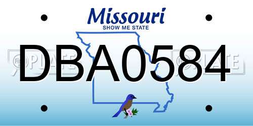 DBA0584 Missouri License Plate