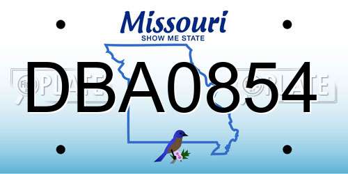 DBA0854 Missouri License Plate