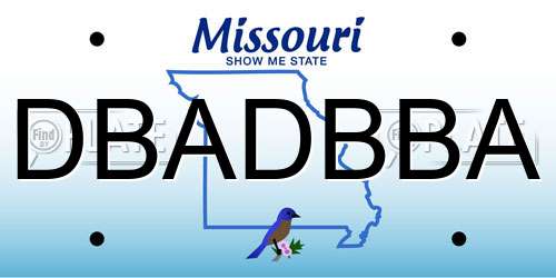 DBADBBA Missouri License Plate