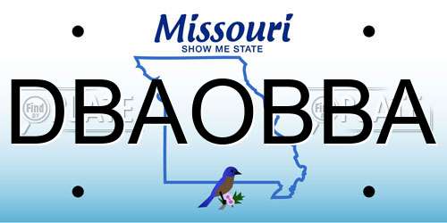 DBAOBBA Missouri License Plate