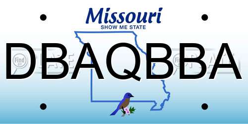 DBAQBBA Missouri License Plate
