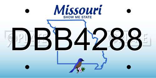 DBB4288 Missouri License Plate