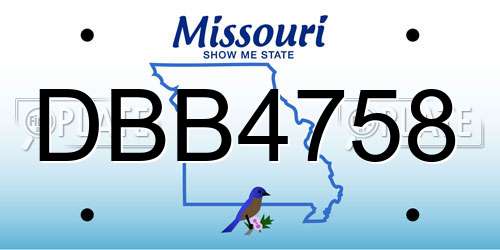 DBB4758 Missouri License Plate