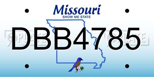 DBB4785 Missouri License Plate