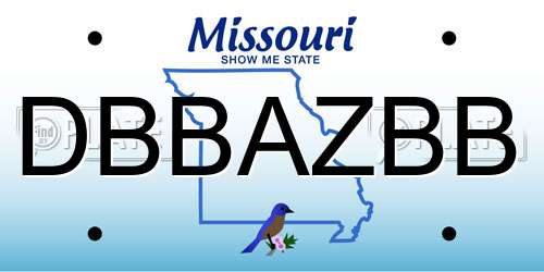DBBAZBB Missouri License Plate