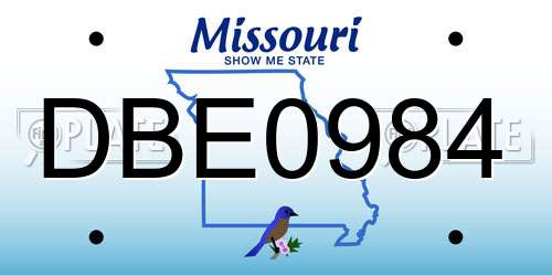 DBE0984 Missouri License Plate