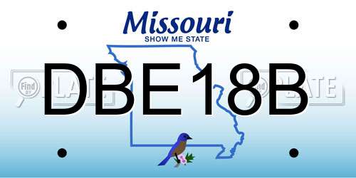 DBE18B Missouri License Plate