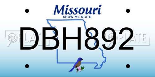 DBH892 Missouri License Plate