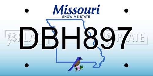 DBH897 Missouri License Plate