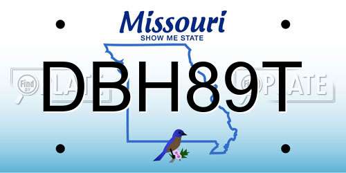 DBH89T Missouri License Plate