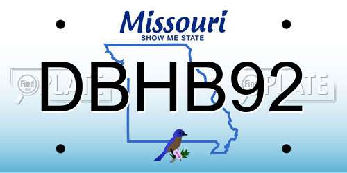DBHB92 Missouri License Plate