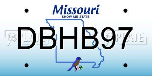 DBHB97 Missouri License Plate