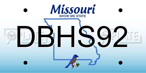 DBHS92 Missouri License Plate