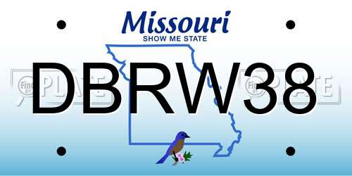 DBRW38 Missouri License Plate