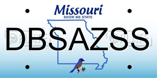 DBSAZSS Missouri License Plate