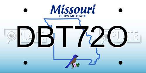 DBT72O Missouri License Plate