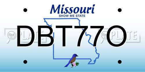 DBT77O Missouri License Plate
