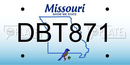 DBT871 Missouri License Plate