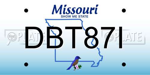 DBT87I Missouri License Plate
