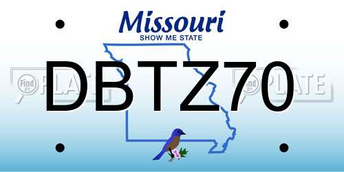DBTZ70 Missouri License Plate