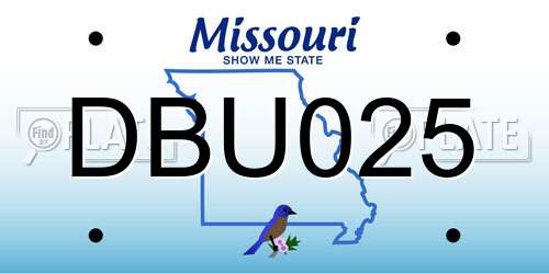 DBU025 Missouri License Plate
