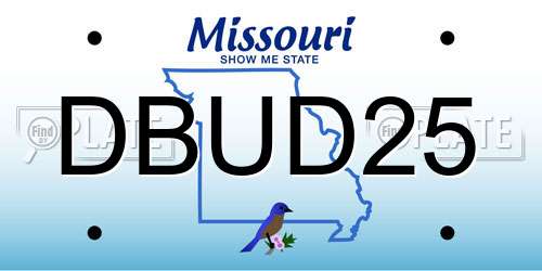 DBUD25 Missouri License Plate
