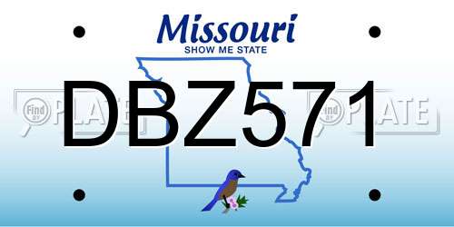DBZ571 Missouri License Plate