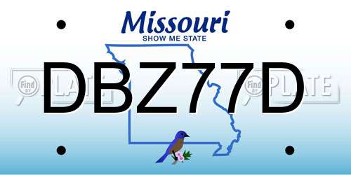 DBZ77D Missouri License Plate