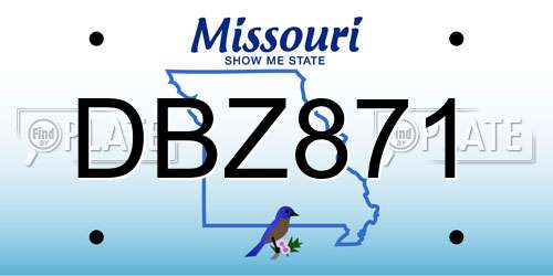 DBZ871 Missouri License Plate