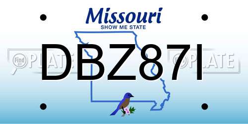 DBZ87I Missouri License Plate